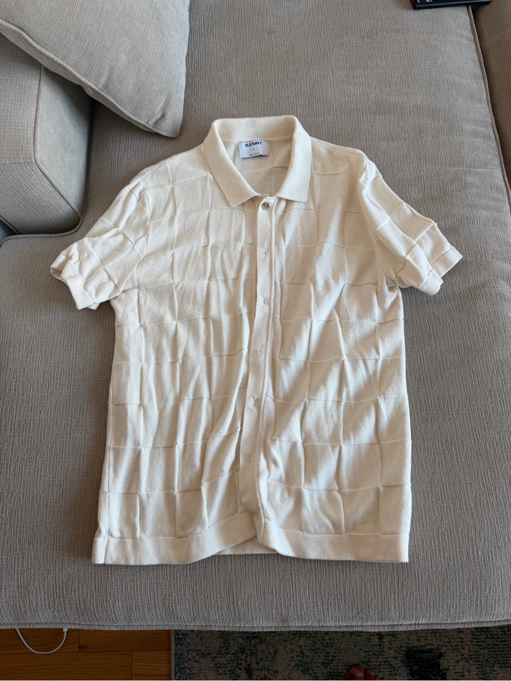 GAP Cream Short-Sleeve Button-Down Polo Shirt